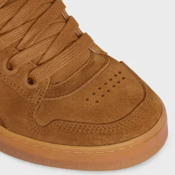 CELINE HUNTINGTON LOW LACE-UP SNEAKER in SUEDE CALFSKIN AND MESH