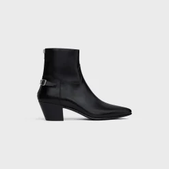 CELINE JACNO BACK BUCKLE ZIPPED BOOT in Shiny calfskin