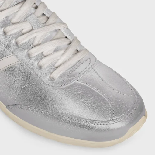 CELINE JOGGER LOW LACE-UP SNEAKER in LAMINATED CALFSKIN AND CALFSKIN