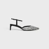 CELINE KITTEN STRAP PUMP in SUEDE GOATSKIN WITH STRASS AND CALFSKIN