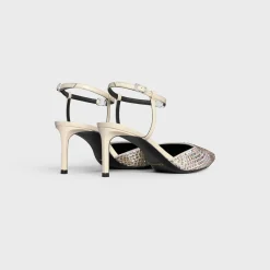 CELINE KITTEN STRAP PUMP in SUEDE GOATSKIN WITH STRASS & LAMBSKIN
