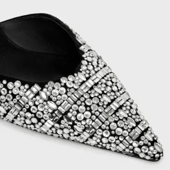 CELINE KITTEN STRAP PUMP in SUEDE GOATSKIN WITH STRASS AND CALFSKIN