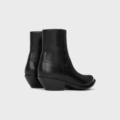 CELINE LEON ZIPPED BOOT WITH METAL TOE in SHINY CALFSKIN