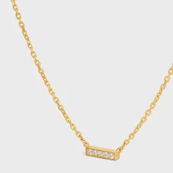 Celine Line Necklace in Yellow Gold and Diamonds