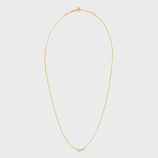 Celine Line Necklace in Yellow Gold and Diamonds