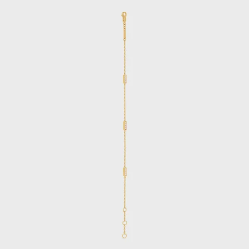 Celine Line Triple Bracelet in Yellow Gold and Diamonds