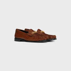 CELINE LUCO TRIOMPHE CHAIN LOAFER in PATENT PYTHON STAMPED CALFSKIN