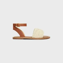 CELINE LYMPIA SANDAL in TRIOMPHE MACCRAMÉ COTTON & CALFSKIN
