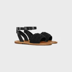 CELINE LYMPIA SANDAL in TRIOMPHE MACCRAMÉ COTTON & CALFSKIN