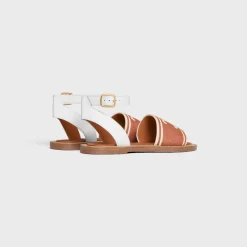 CELINE LYMPIA SANDAL in TRIOMPHE JACQUARD CANVAS & CALFSKIN