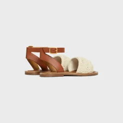 CELINE LYMPIA SANDAL in TRIOMPHE MACCRAMÉ COTTON & CALFSKIN