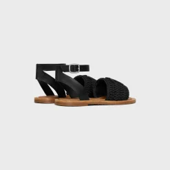 CELINE LYMPIA SANDAL in TRIOMPHE MACCRAMÉ COTTON & CALFSKIN