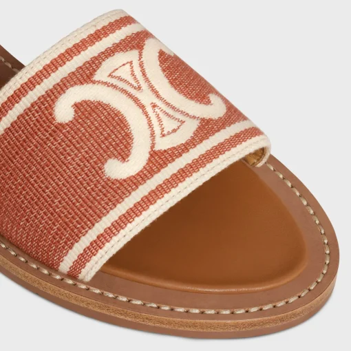 CELINE LYMPIA SANDAL in TRIOMPHE JACQUARD CANVAS & CALFSKIN