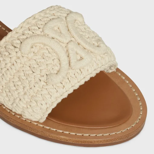 CELINE LYMPIA SANDAL in TRIOMPHE MACCRAMÉ COTTON & CALFSKIN