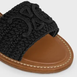 CELINE LYMPIA SANDAL in TRIOMPHE MACCRAMÉ COTTON & CALFSKIN