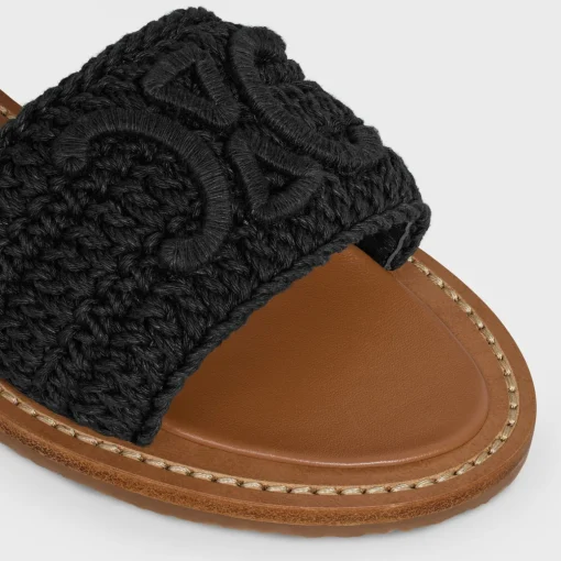 CELINE LYMPIA SANDAL in TRIOMPHE MACCRAMÉ COTTON & CALFSKIN