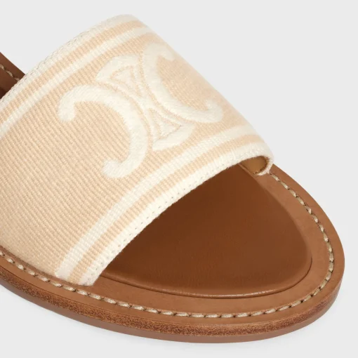 CELINE LYMPIA SANDAL in TRIOMPHE JACQUARD CANVAS & CALFSKIN