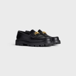 CELINE MARGARET LOAFER WITH TRIOMPHE CHAIN in POLISHED BULL