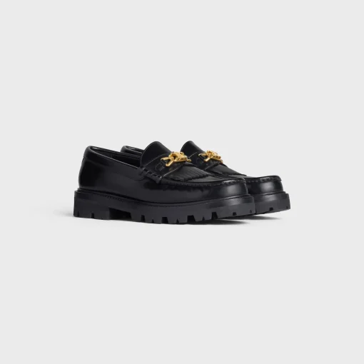 CELINE MARGARET LOAFER WITH TRIOMPHE CHAIN in POLISHED BULL