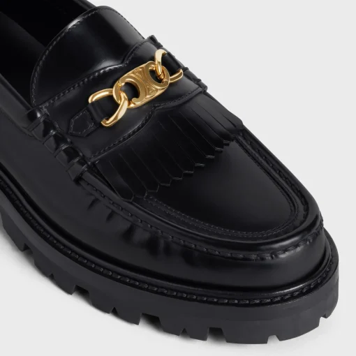 CELINE MARGARET LOAFER WITH TRIOMPHE CHAIN in POLISHED BULL