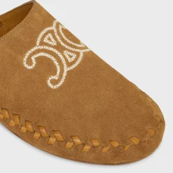 CELINE MARLOU TRIOMPHE MULE IN SUEDE CALFSKIN
