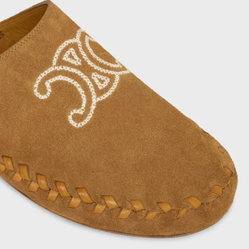 CELINE MARLOU TRIOMPHE MULE IN SUEDE CALFSKIN