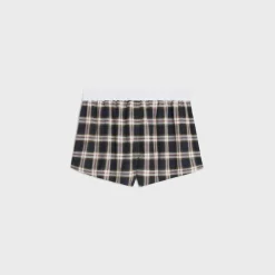 celine mini shorts in checked panama