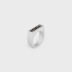 Celine Monochroms Stamp Ring in Brass with Rhodium Finish