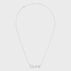 Celine Monochroms Strass Necklace in Brass with Rhodium Finish and Crystals