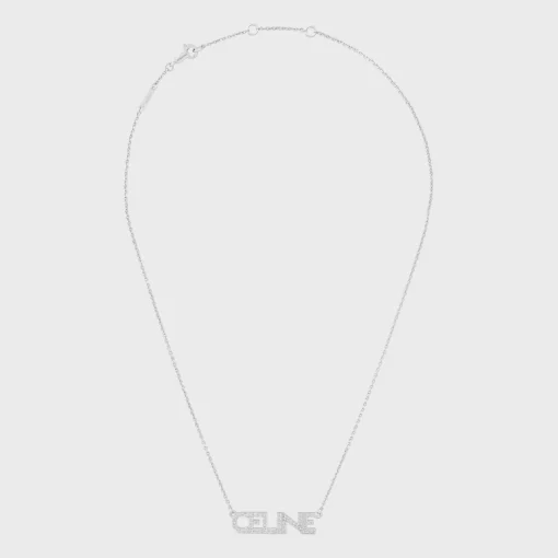 Celine Monochroms Strass Necklace in Brass with Rhodium Finish and Crystals