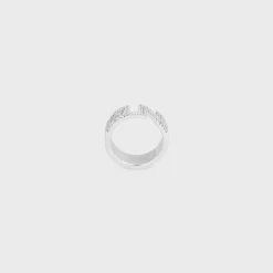 Celine Monochroms Strass Ring in Brass with Rhodium Finish and Crystals