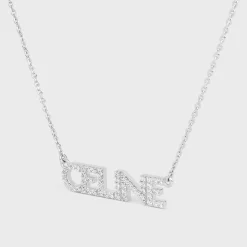 Celine Monochroms Strass Necklace in Brass with Rhodium Finish and Crystals