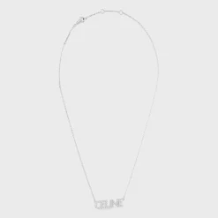 Celine Monochroms Strass Necklace in Brass with Rhodium Finish and Crystals