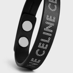 Celine Monochroms Studs Bracelet in Calfskin and Brass with Rhodium Finish