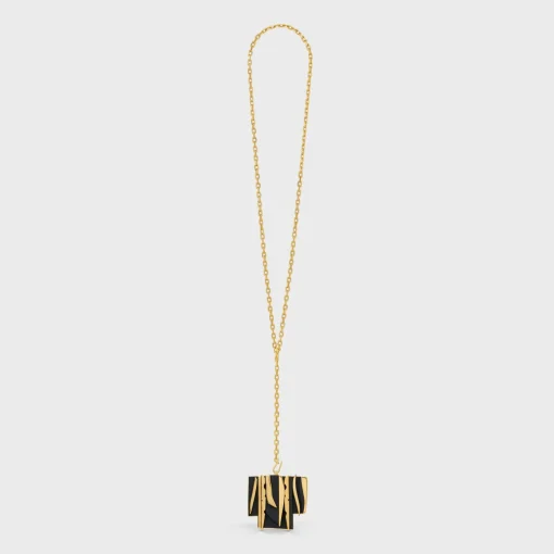 Celine Nevelson Project Necklace Vermeil and Oak Wood