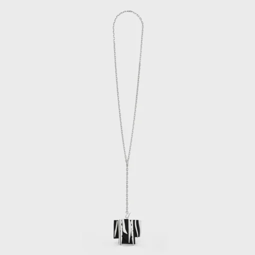 Celine Nevelson Project Necklace Sterling Silver and Oak Wood