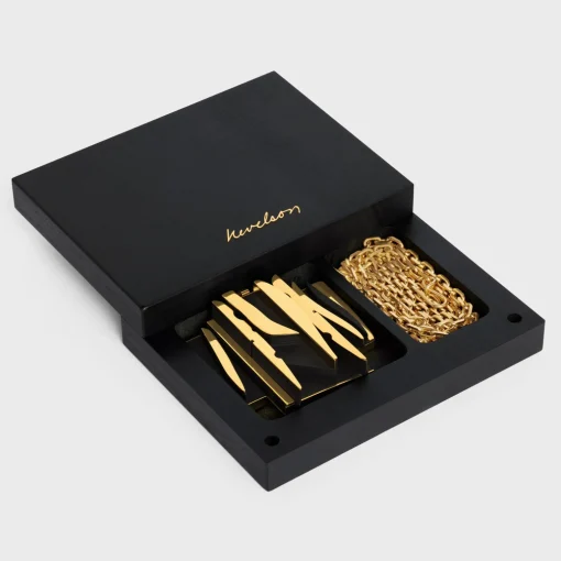 Celine Nevelson Project Necklace Vermeil and Oak Wood