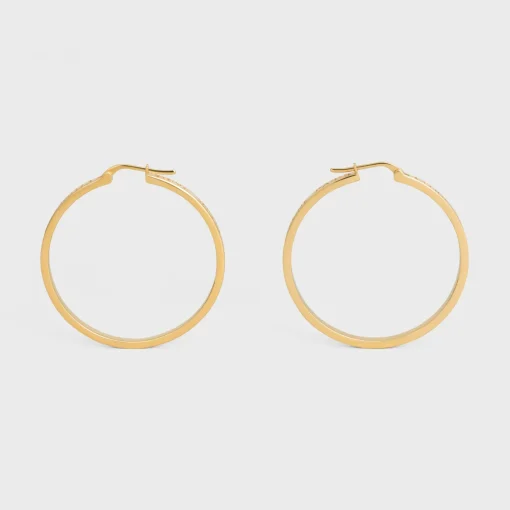 Celine Paris Large Hoops in Brass with Gold Finish