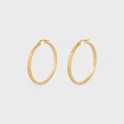 Celine Paris Large Hoops in Brass with Gold Finish