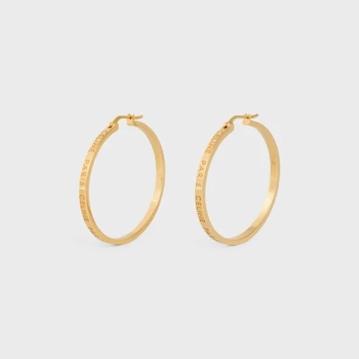 Celine Paris Large Hoops in Brass with Gold Finish