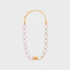 Celine Plage Pearl Bracelet in Brass with Gold Finish and Resin Pearls
