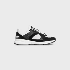 CELINE RUNNER CR-03 LOW LACE-UP SNEAKER in MESH, CALFSKIN AND SUEDE CALFSKIN