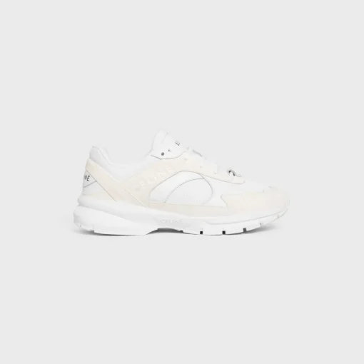CELINE RUNNER CR-03 LOW LACE-UP SNEAKER in MESH, SUEDE CALFSKIN AND CALFSKIN