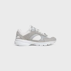 CELINE RUNNER CR-03 LOW LACE-UP SNEAKER in SUEDE CALFSKIN, MESH AND CALFSKIN