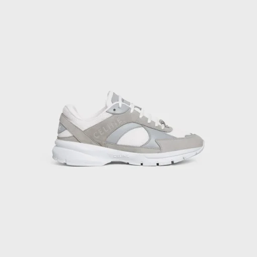 CELINE RUNNER CR-03 LOW LACE-UP SNEAKER in SUEDE CALFSKIN, MESH AND CALFSKIN