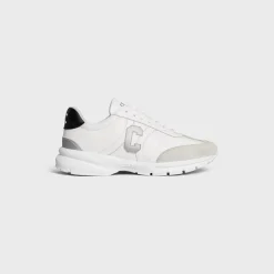 CELINE RUNNER CR-02 LOW LACE-UP SNEAKER in Calfskin, Suede Calfskin and Matte Metallic Calfskin