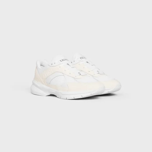 CELINE RUNNER CR-03 LOW LACE-UP SNEAKER in MESH, SUEDE CALFSKIN AND CALFSKIN