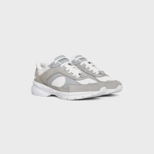 CELINE RUNNER CR-03 LOW LACE-UP SNEAKER in SUEDE CALFSKIN, MESH AND CALFSKIN