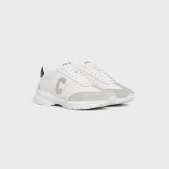 CELINE RUNNER CR-02 LOW LACE-UP SNEAKER in Calfskin, Suede Calfskin and Matte Metallic Calfskin