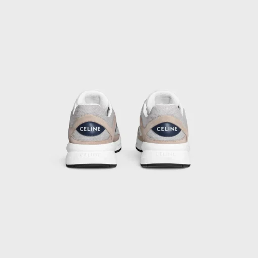 CELINE RUNNER CR-03 LOW LACE-UP SNEAKER in MESH, SUEDE CALFSKIN AND CALFSKIN